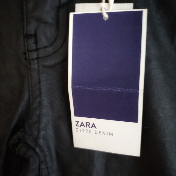 ZARA Mid Rise Skinny Jeans Wax Coat Black Size 2 - Picture 5 of 10
